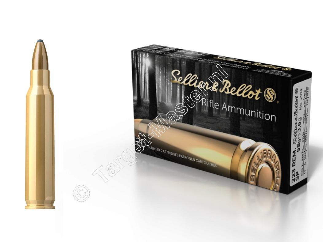 Sellier & Bellot Munitie .223 Remington 55 grain Soft Point verpakking 20